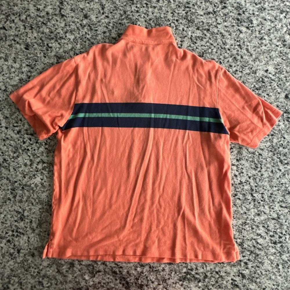 Polo Sports Ralph Lauren 1/4 Zip Polo Shirt Mens Large Orange Medium Waffle-Knit